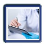 Physiscian holding a digital tablet